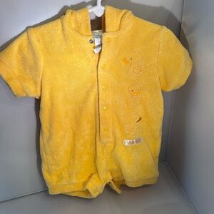 yellow hooded terrycloth romper 6-9 months